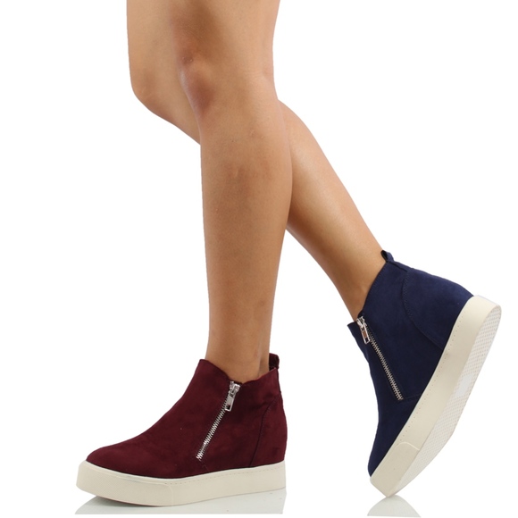 Vino Faux Suede Hidden Wedge Rubber Sole Sneaker - Picture 6 of 7